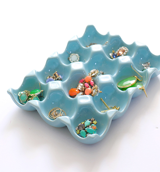 egg carton jewelry tray