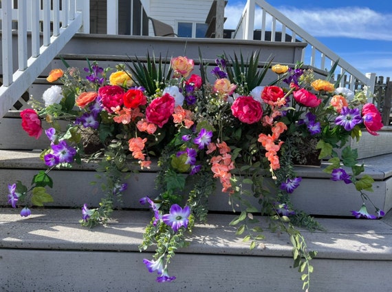 window box overflowing with petunias
