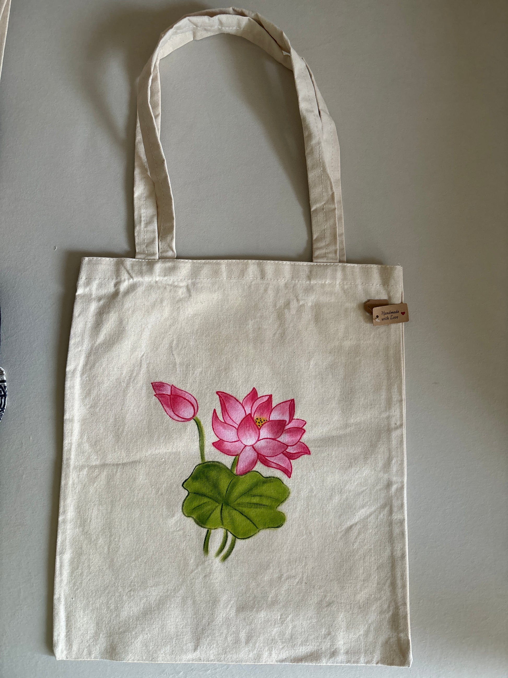 painted canvas tote bag