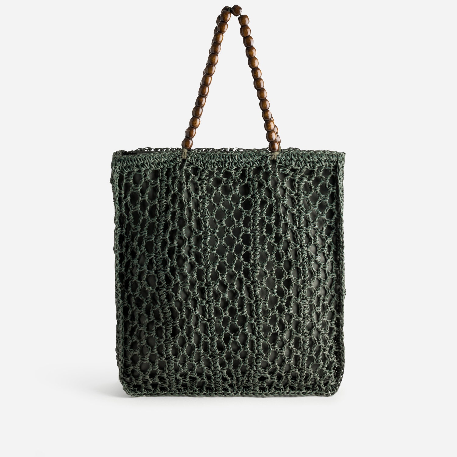 beaded handle tote bag