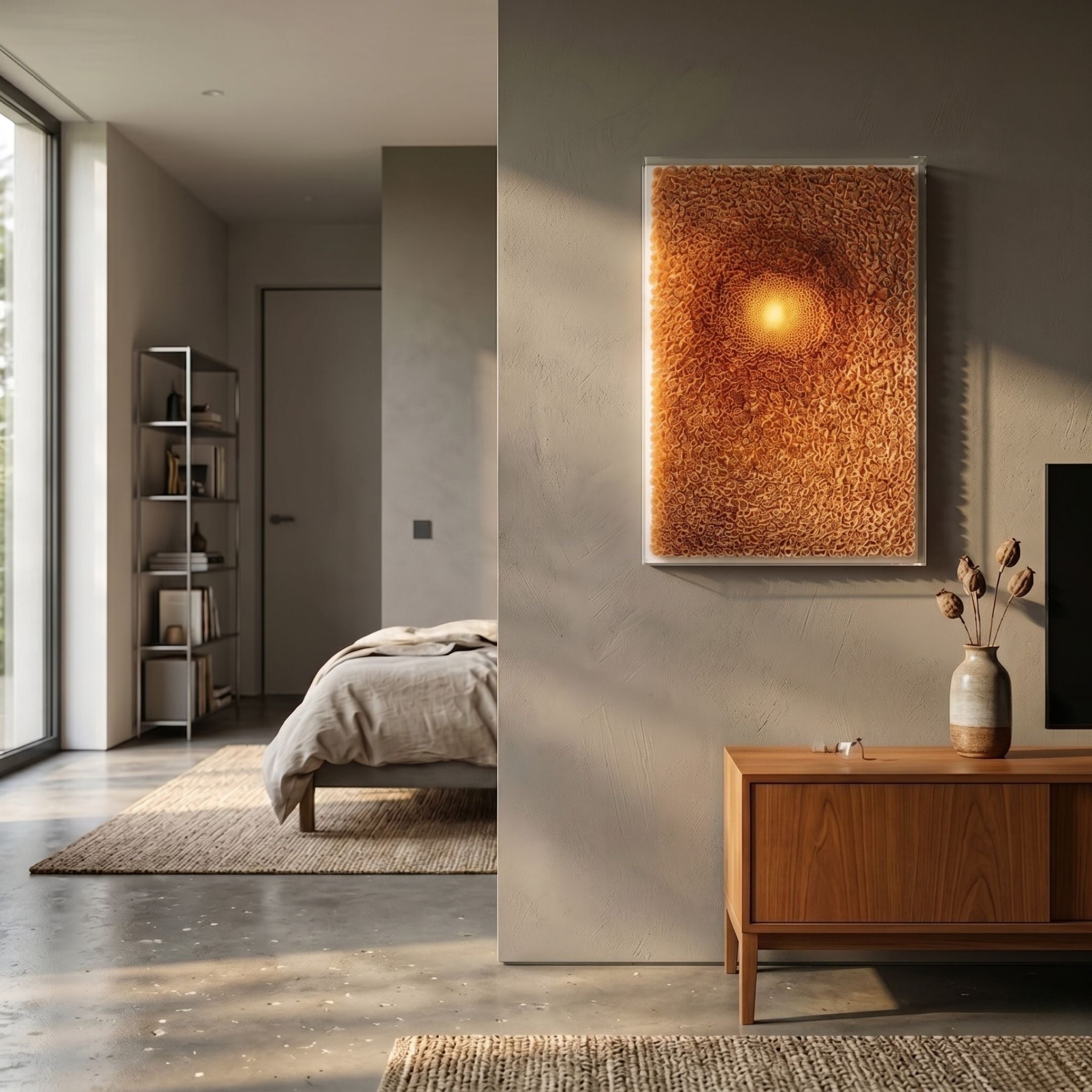 3d paper wall sculpture in neutral tones
