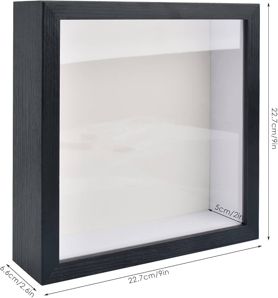 deep picture frame shadow box with objects