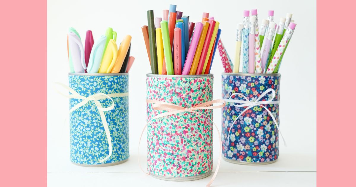 fabric covered cylinder pencil holder