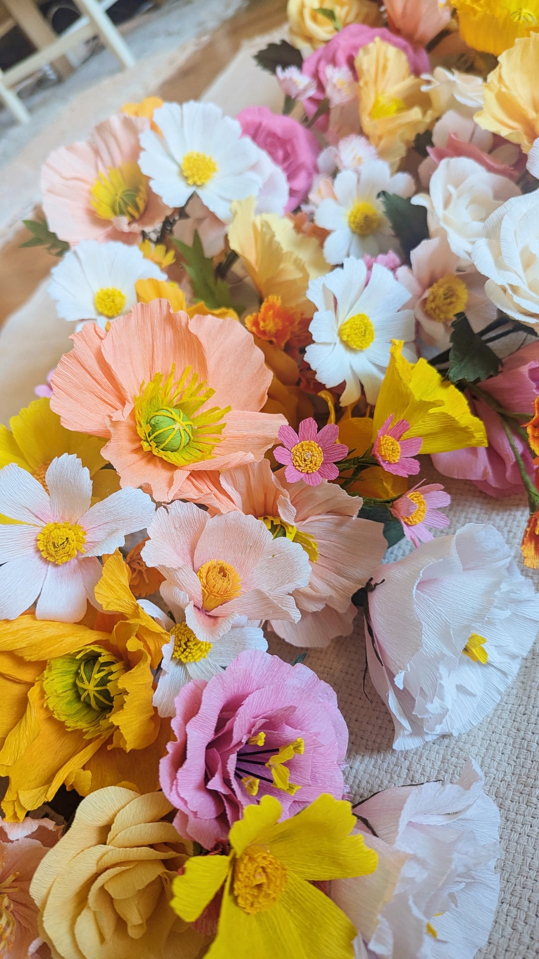 paper flower bouquet on table