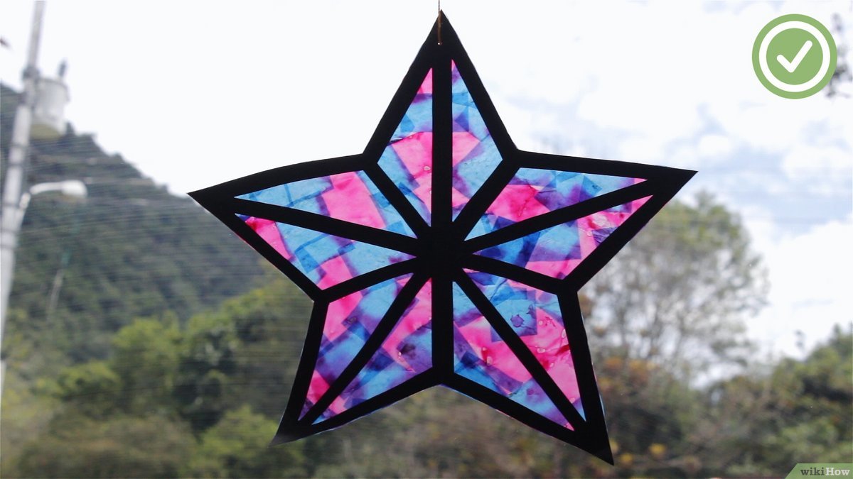 tissue paper suncatchers on window