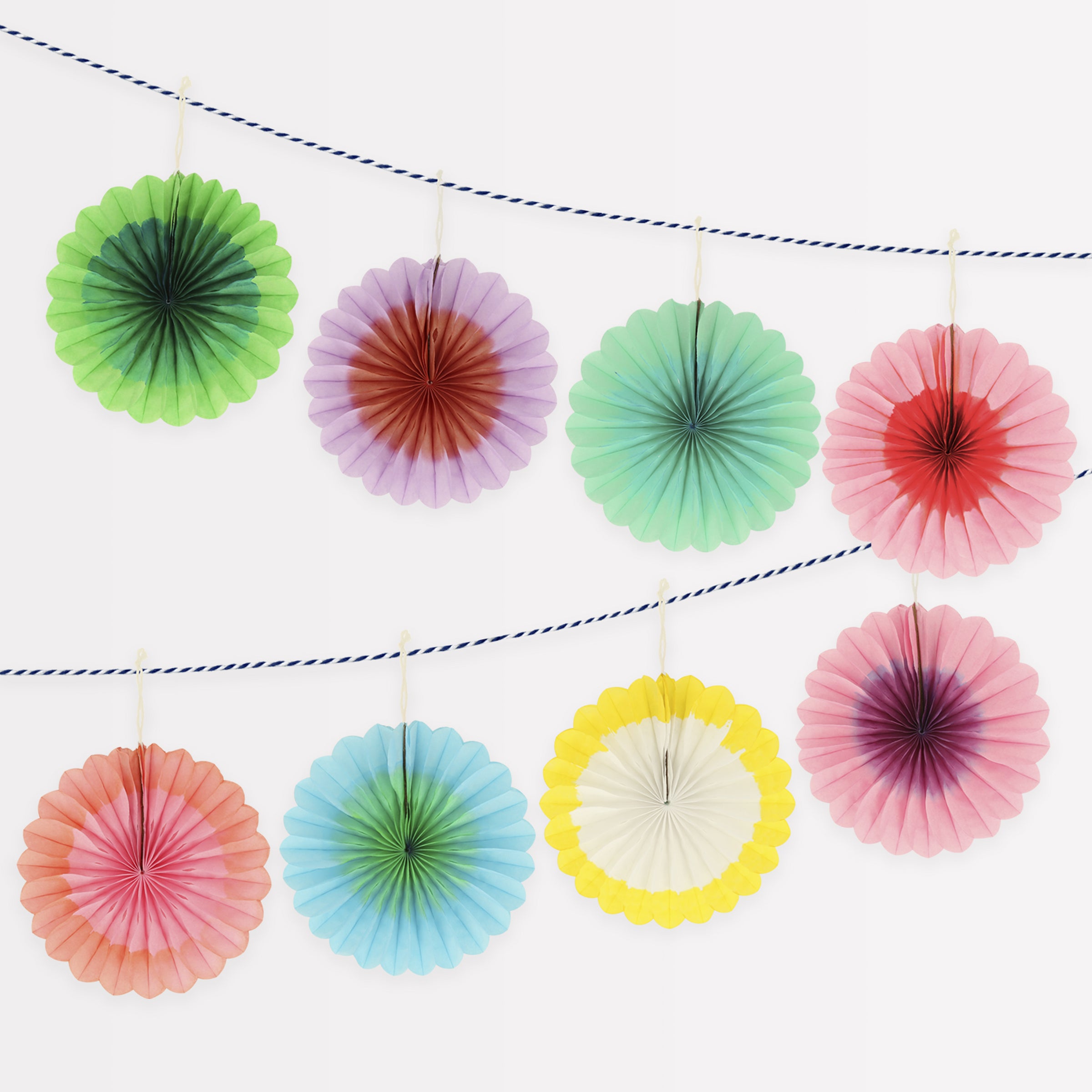 paper fan garland across mantel