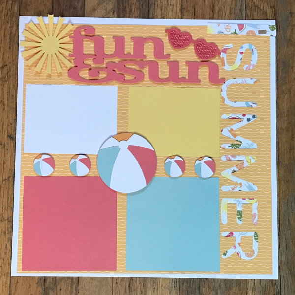 summer scrapbook page with photos