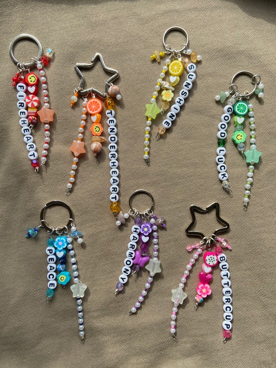 beaded keychain with colorful beads