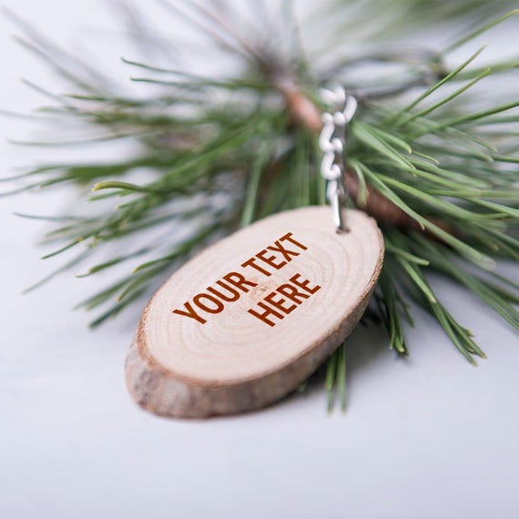 wooden slice keychain with engraving