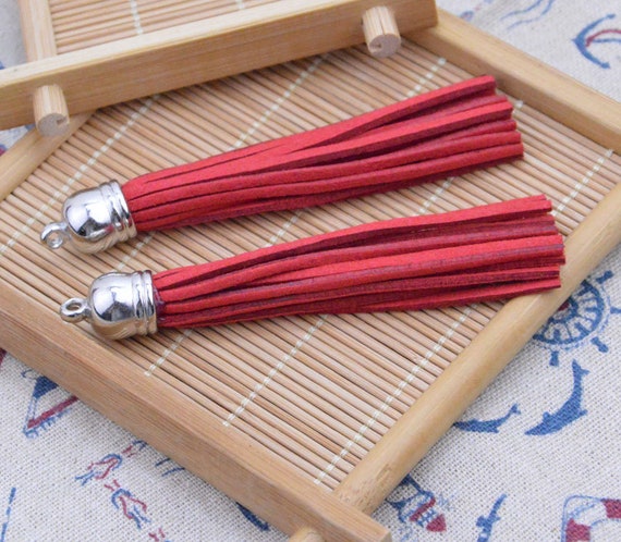 tassel keychain with suede strips