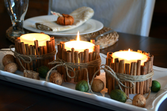 cinnamon stick candle holder fall decor