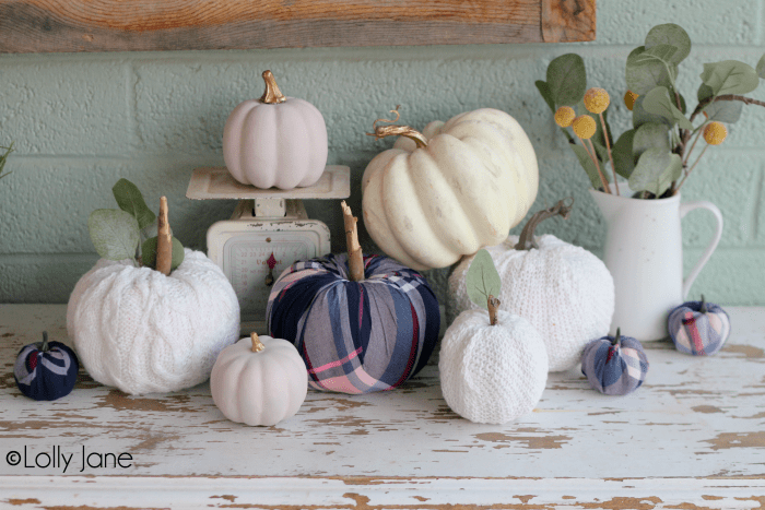 sweater covered vase fall decor