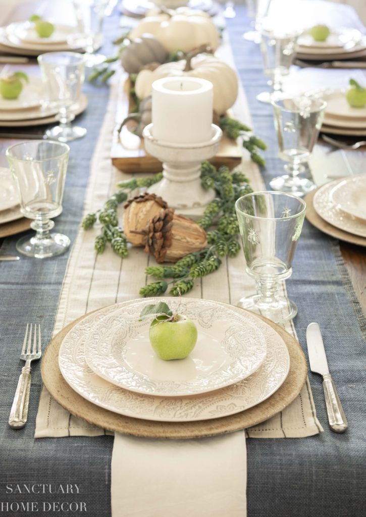 neutral fall table setting fall decor