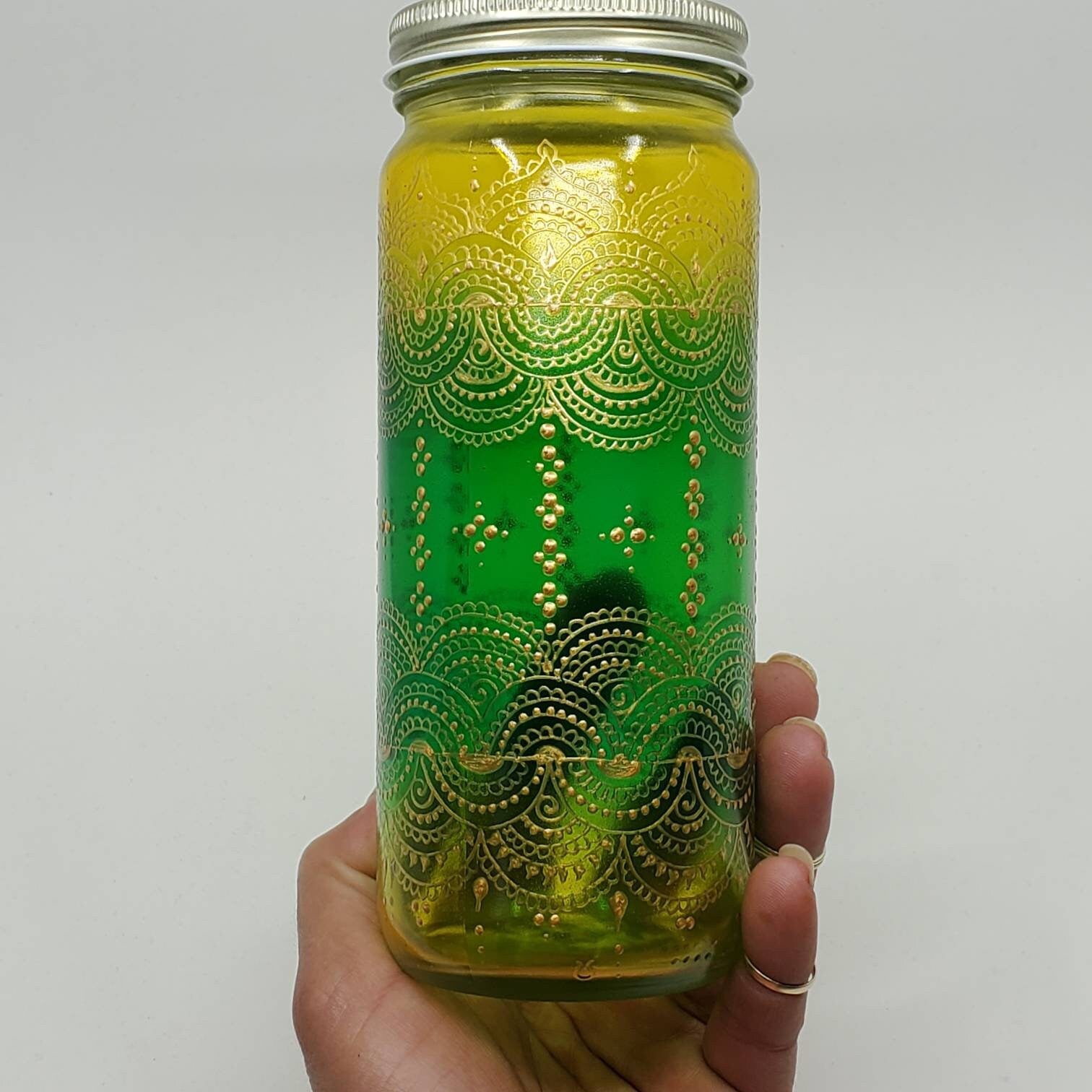 ombre painted glass jar lantern