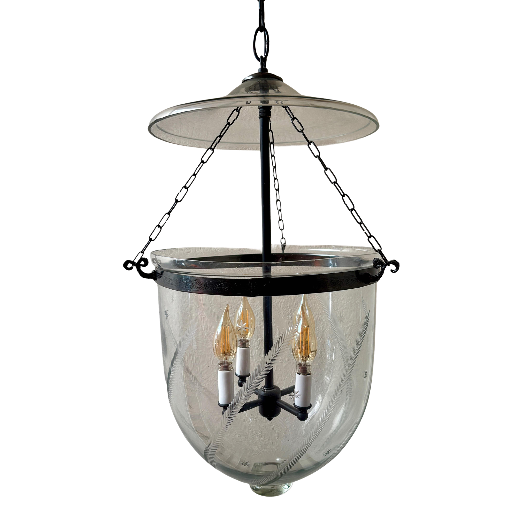 etched glass fall lantern jar