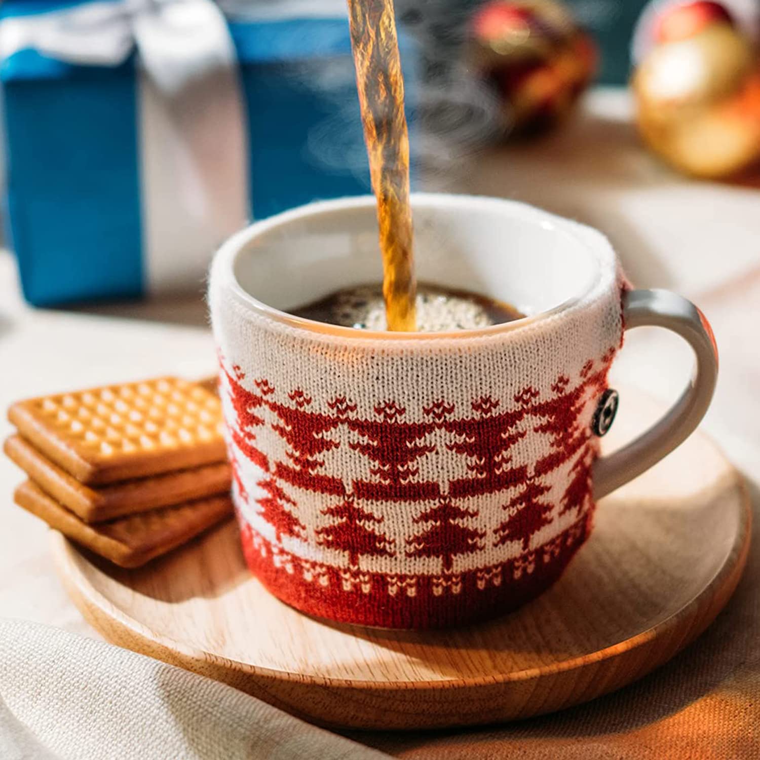 sweater mug cozy on ceramic cup