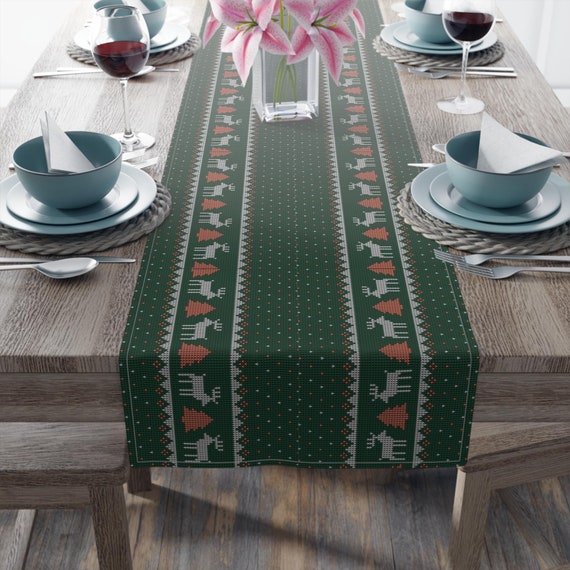 sweater table runner on dining table