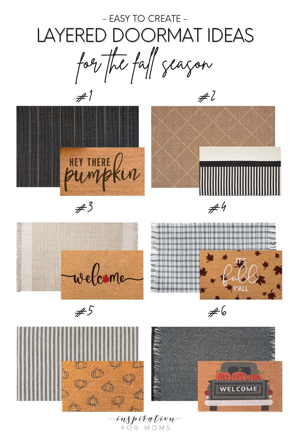 layered doormats on fall porch
