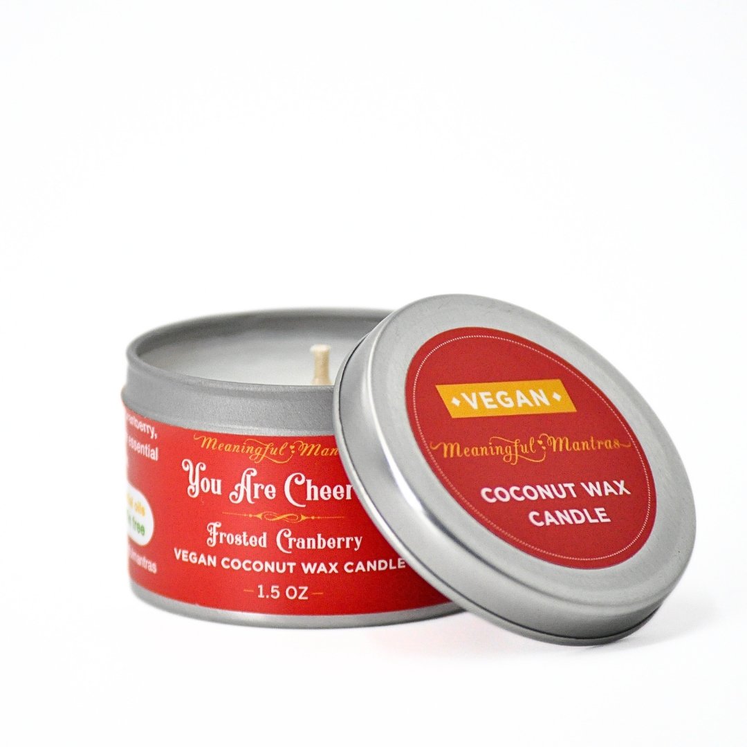 cranberry rosemary candle in tin