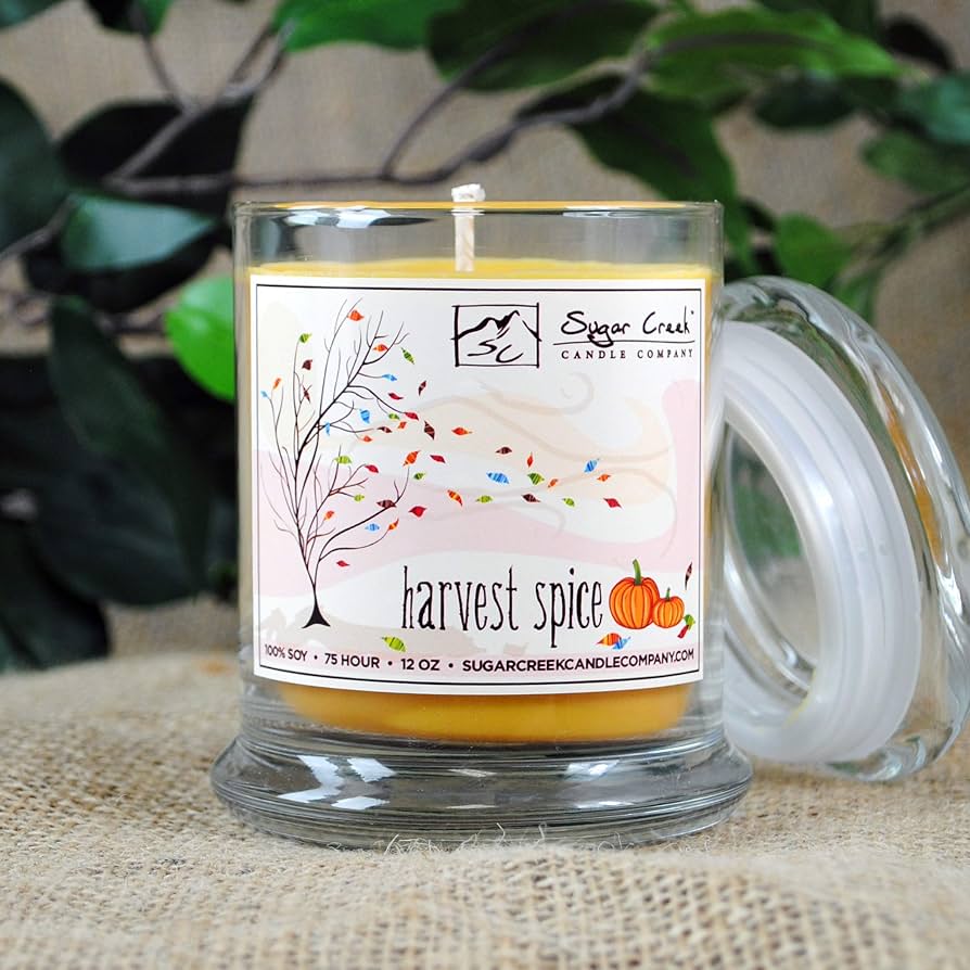 harvest spice candle with dried botanicals