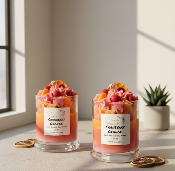 fall berry blend candle with dried cranberries