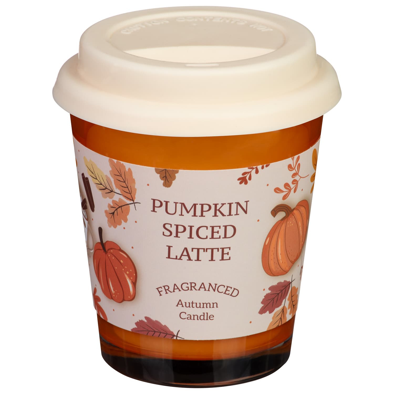 pumpkin spice latte candle in coffee cup