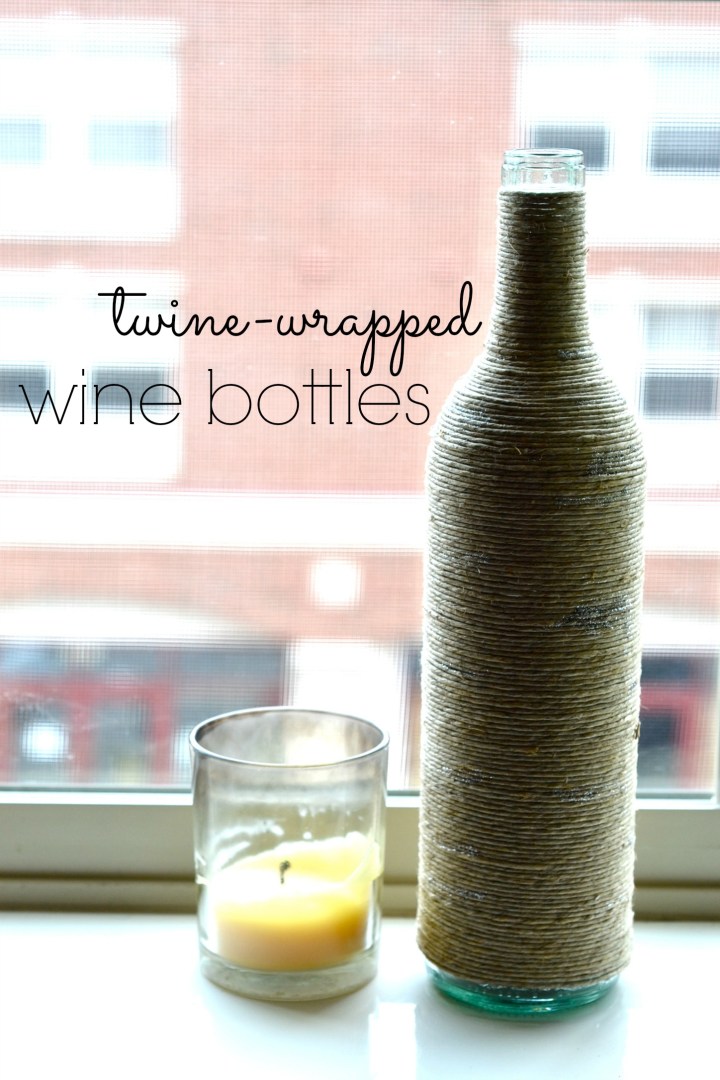 twine wrapped wine bottle with fall candle