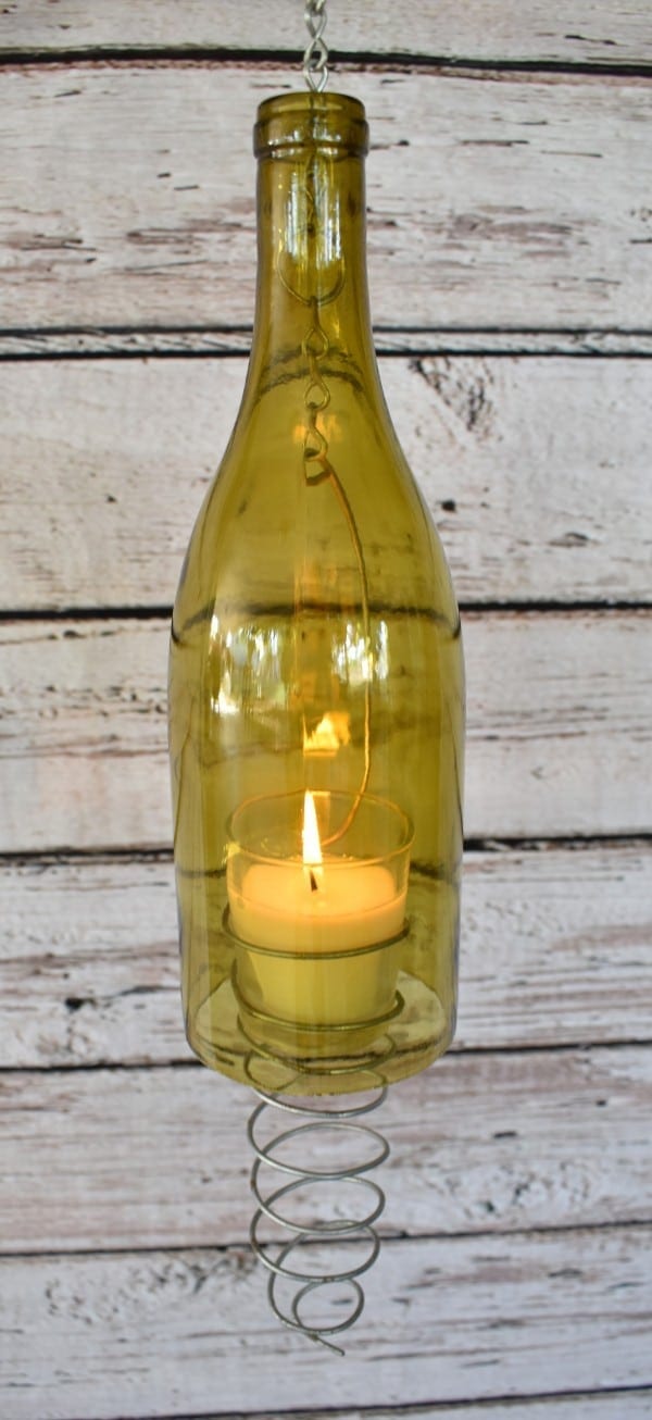 hanging wine bottle candle holder fall