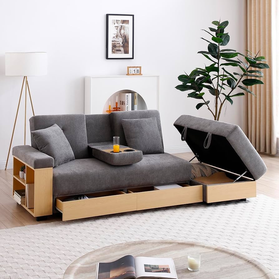 multi function ottoman storage in small living room