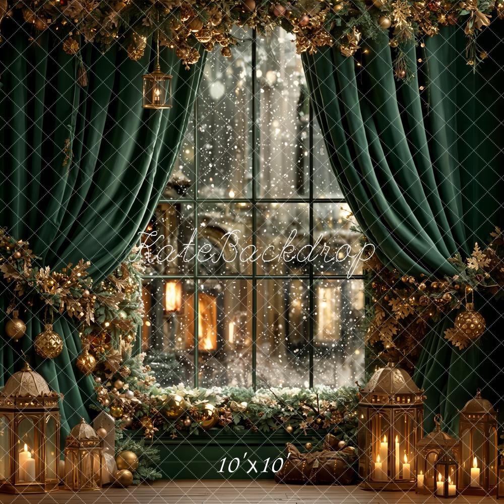 old window fall garland backdrop