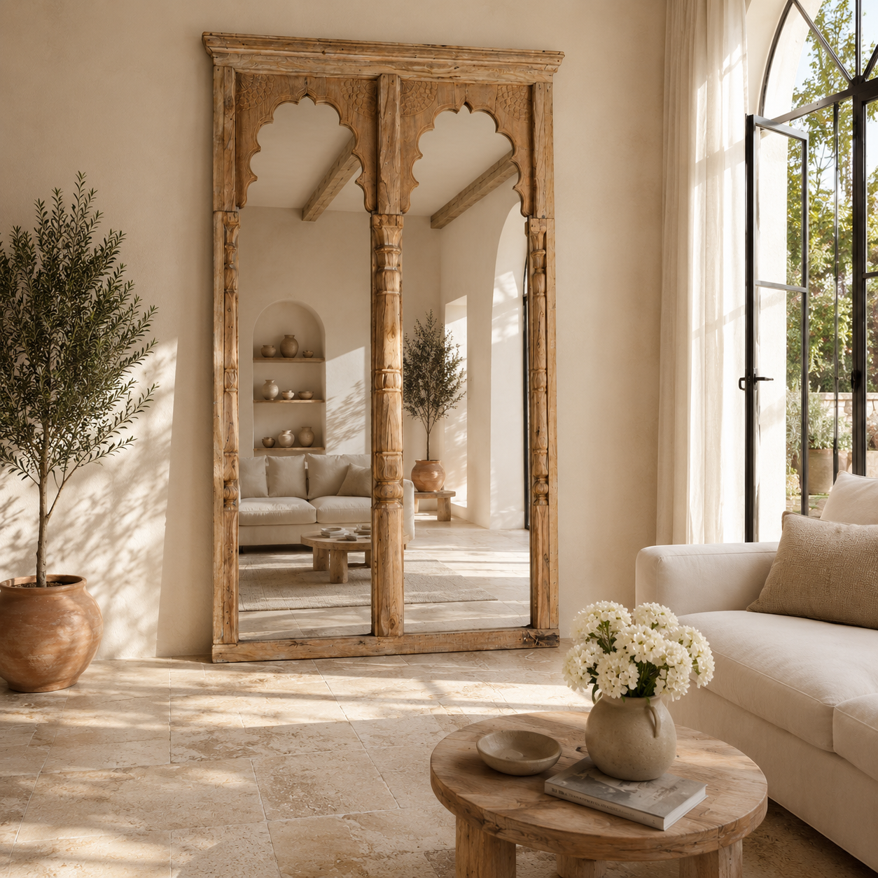 repurposed window mirror fall decor