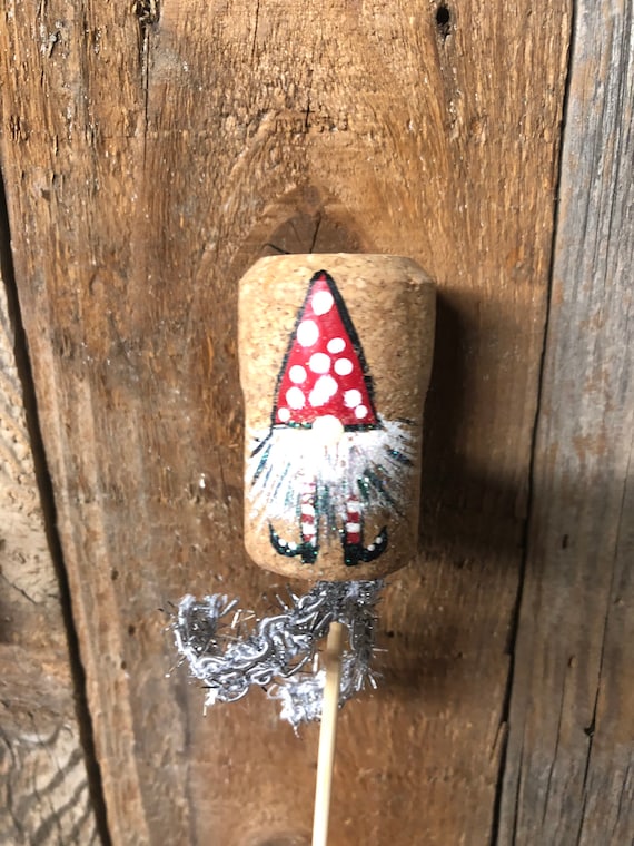 wine corks on sticks in garden