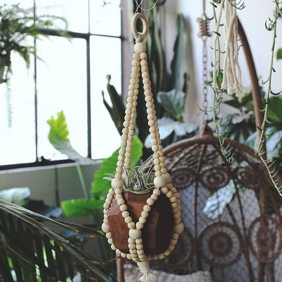 beaded macrame plant hanger