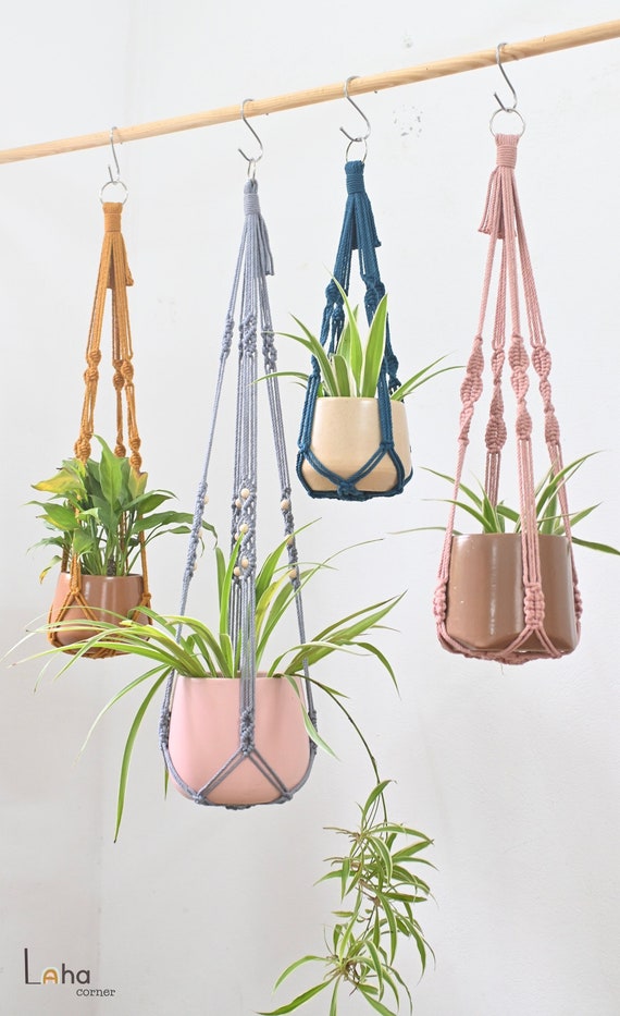 colorful cord macrame plant hanger