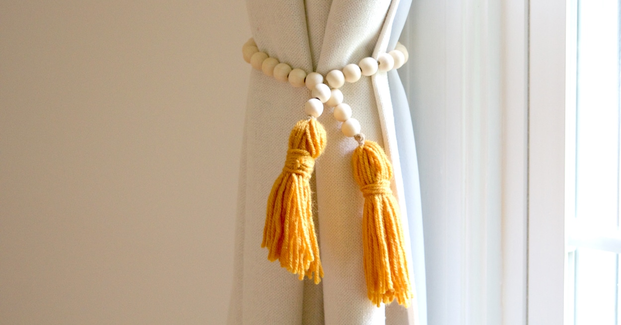 twine curtain tieback on window