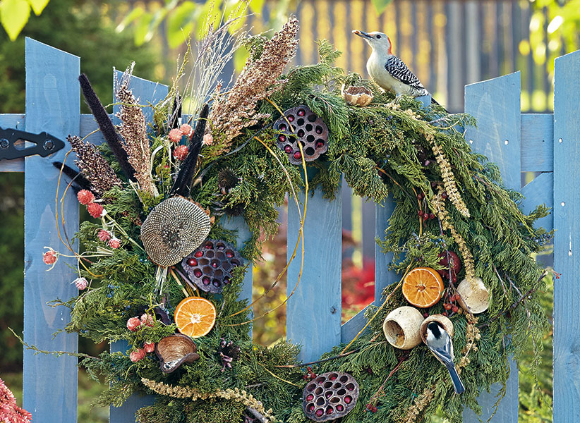 berry wreath bird feeder