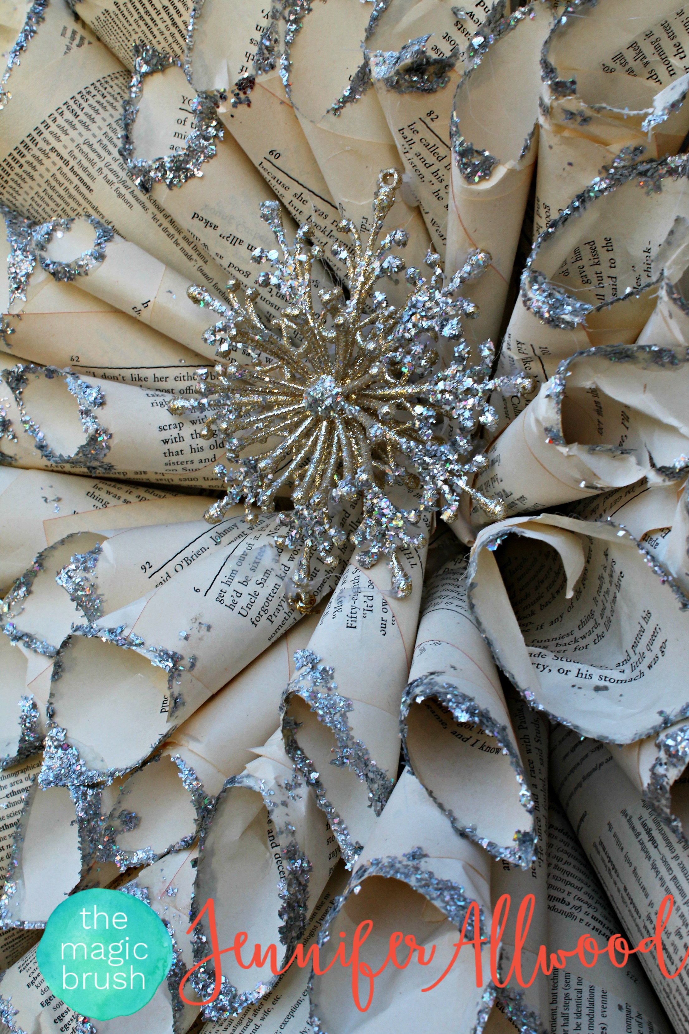 vintage book wreath