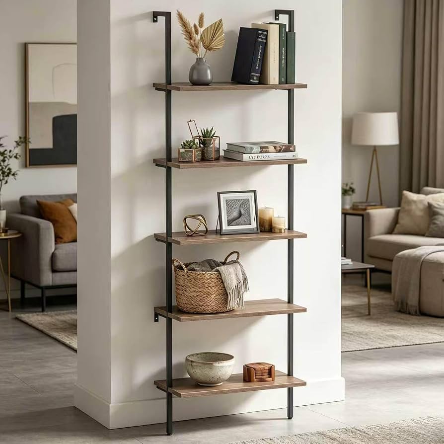 leaning ladder bookshelf living room