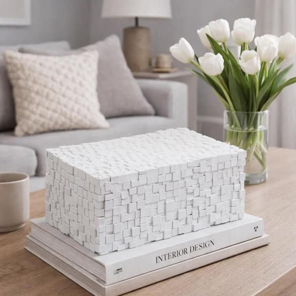 stacked decorative storage boxes living room