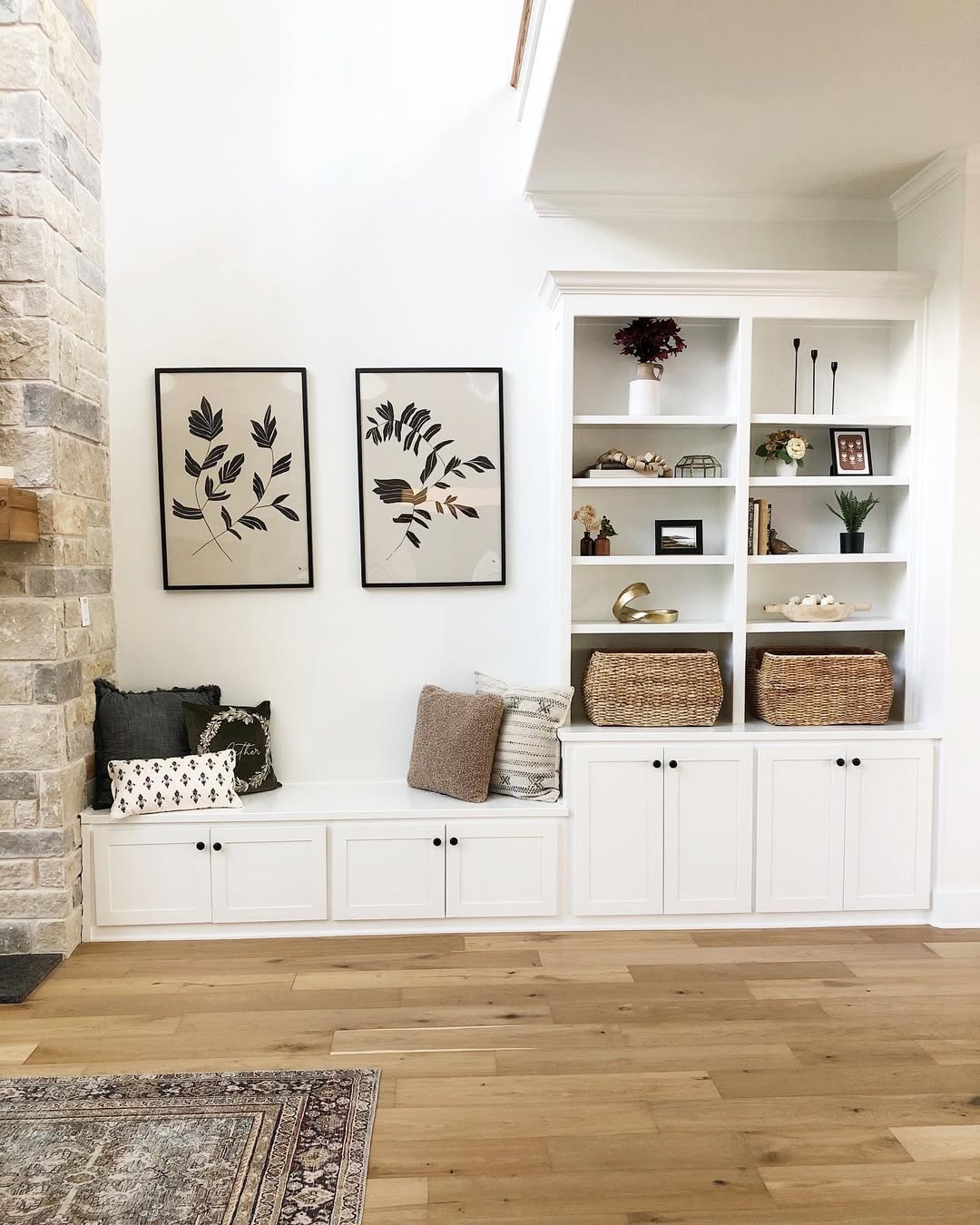 built in nook shelves living room