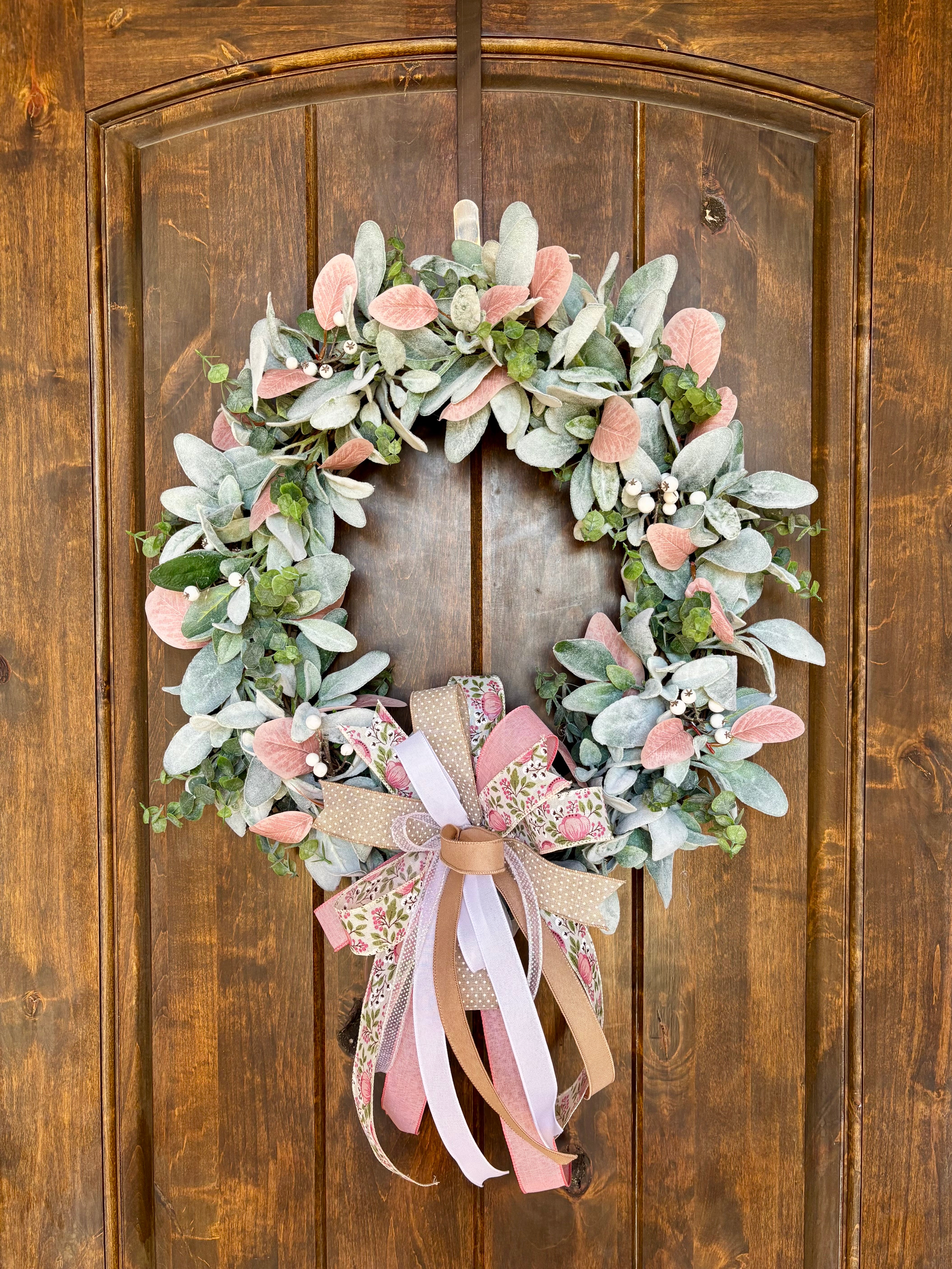 eucalyptus wreath with lamb s ear