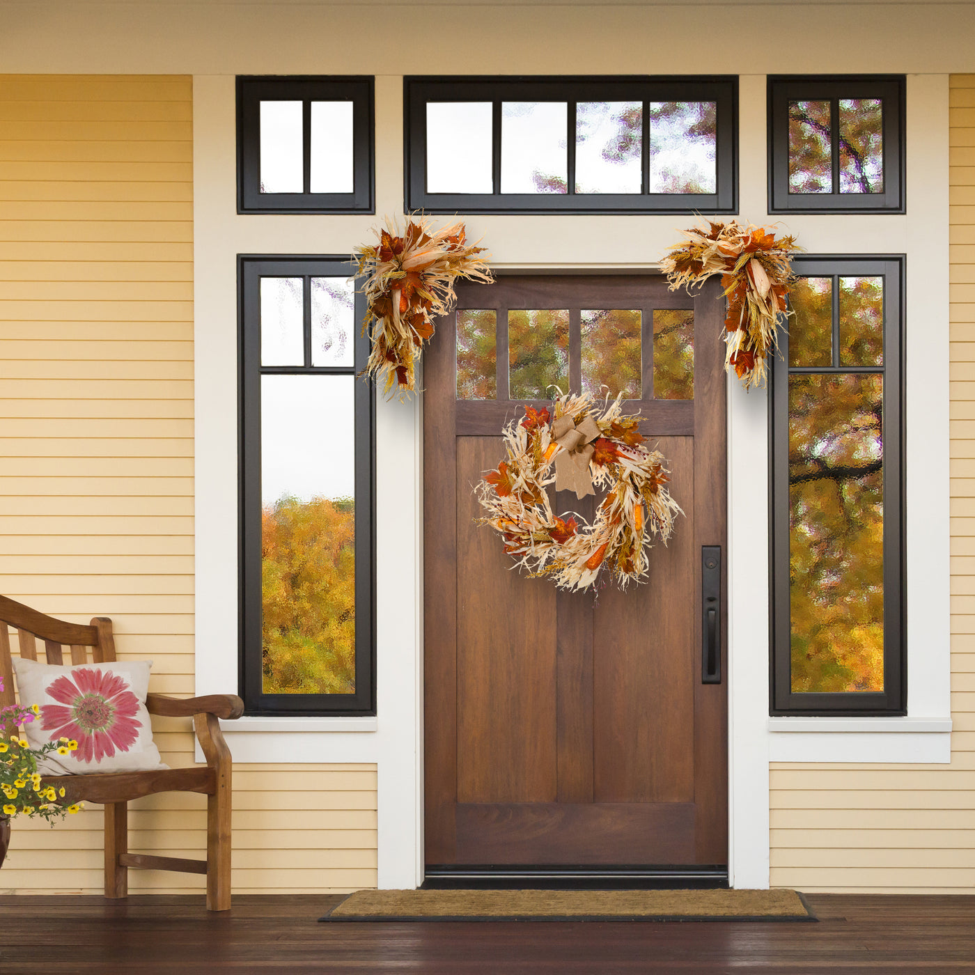 corn husk raffia wreath