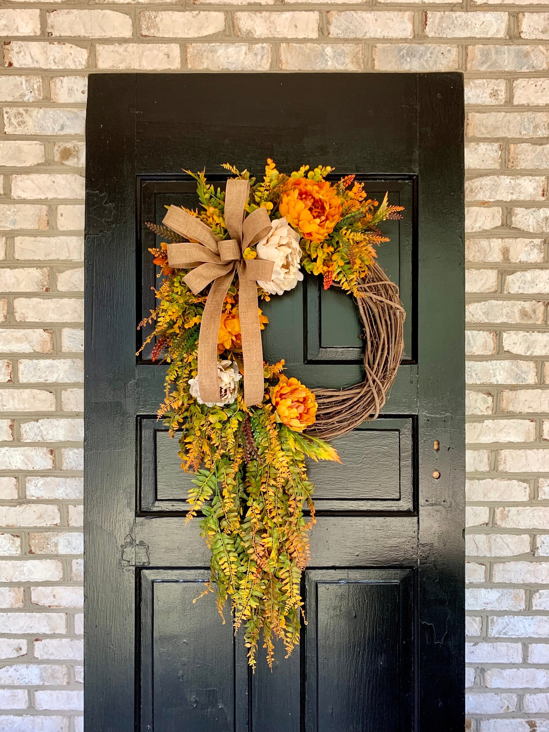 fall wreath on front door