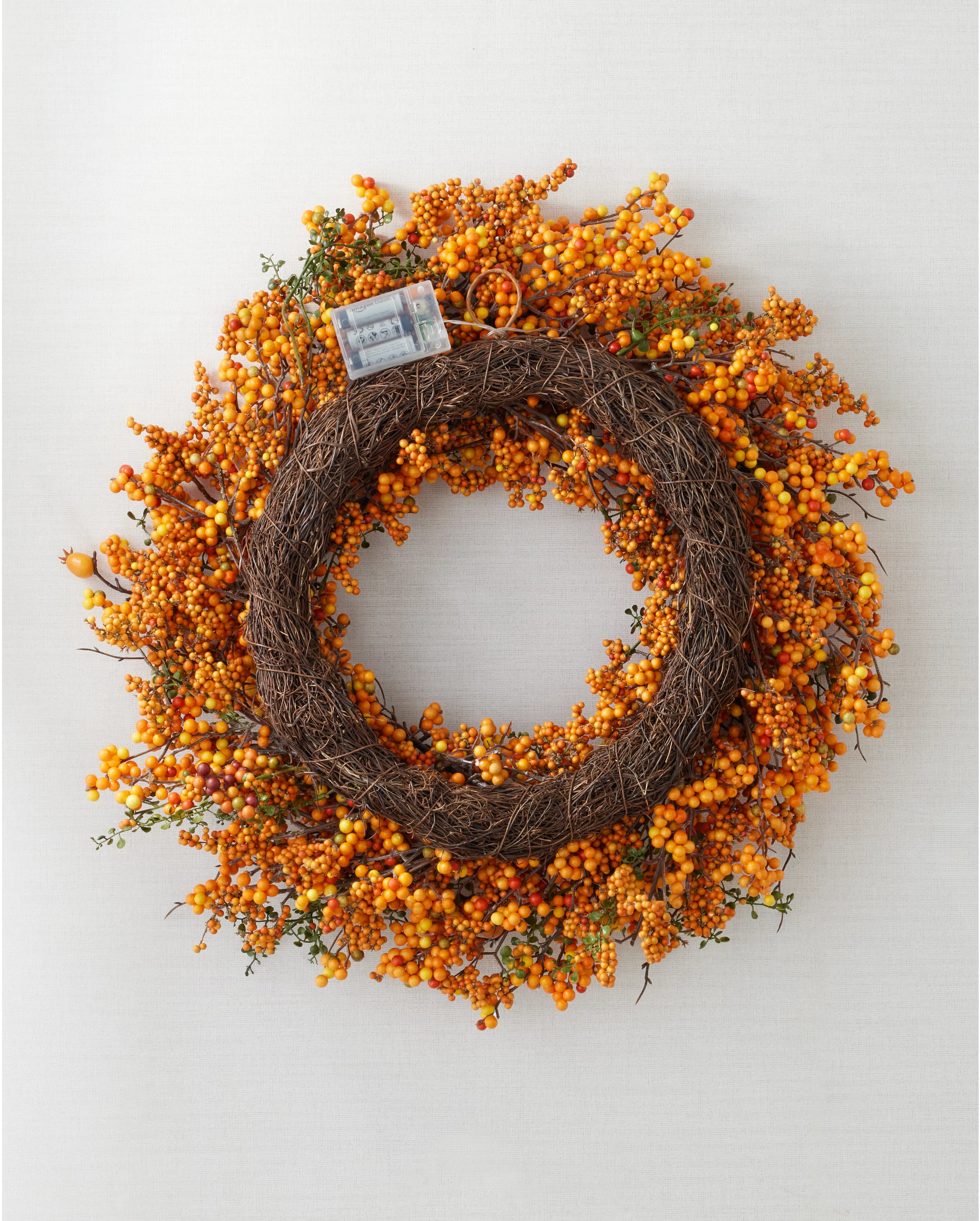 berry pinecone fall wreath