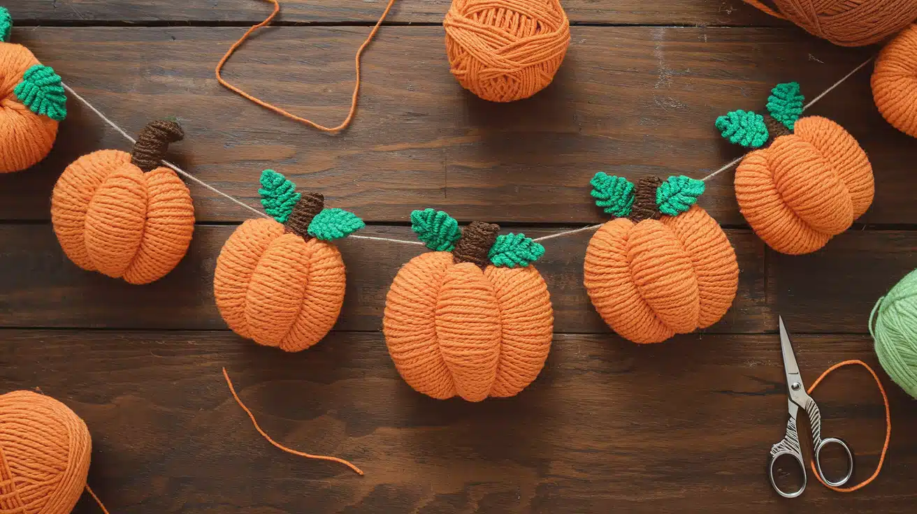 pumpkin garland swag across railing