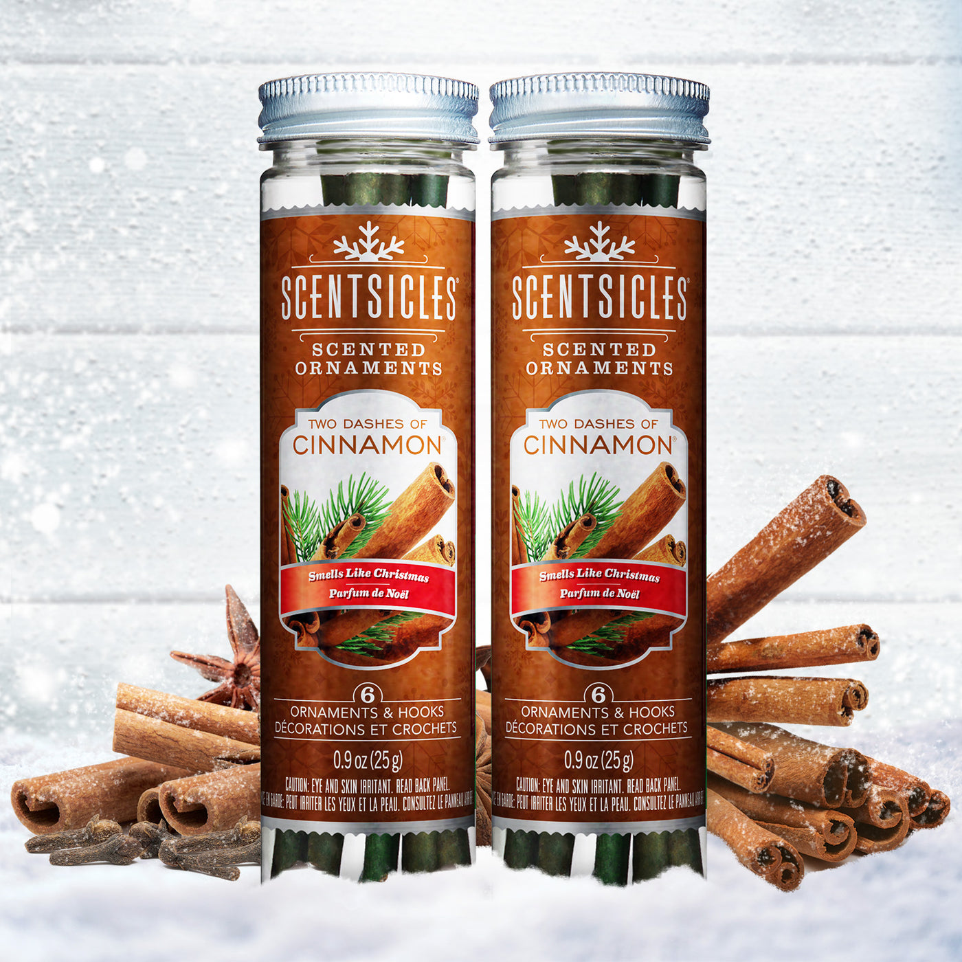 cinnamon stick ornament on mantel