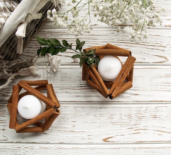 cinnamon stick centerpiece on table