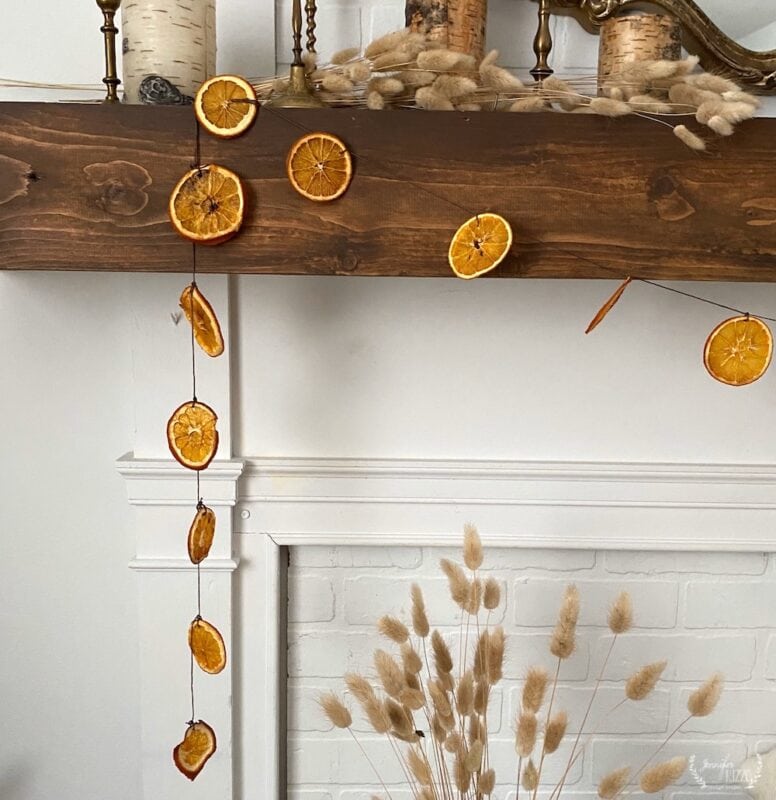 dried orange slice garland on mantel