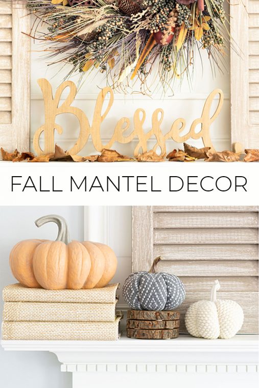 neutral fabric layers on fall mantel
