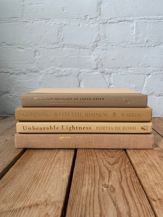 vintage book stack on fall mantel